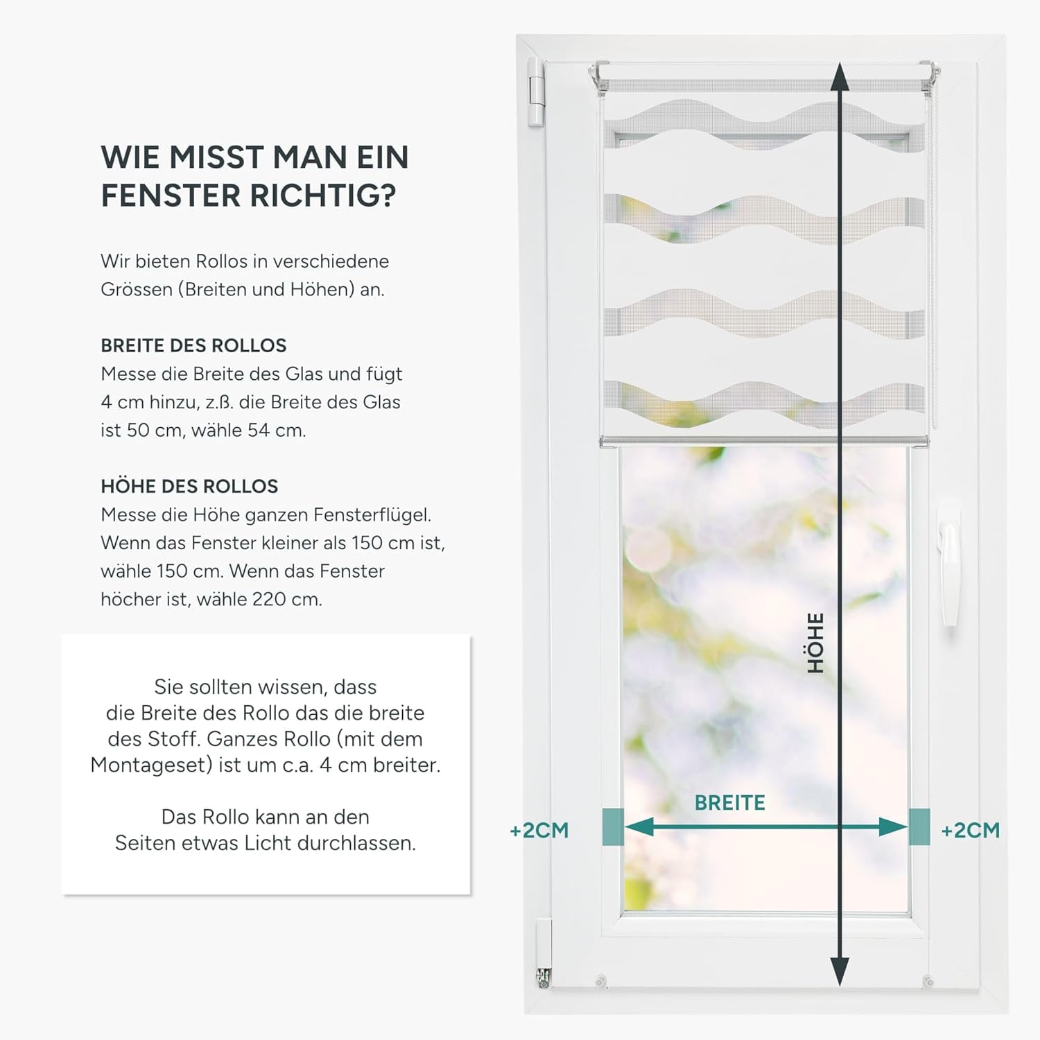 Estika Estor Enrollable Ondulado Klemmfix sin taladrar - 100 cm x 220 cm - Blanco - Estor dúo día y Noche, protección Solar y privacidad