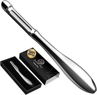 GourmetEasy Stainless Steel Vegetable Peeler - Ultra-Sharp Serrated Blade, Ergonomic Non-Slip I-Shape Handle, Dishwasher Safe, 5-Year Warranty