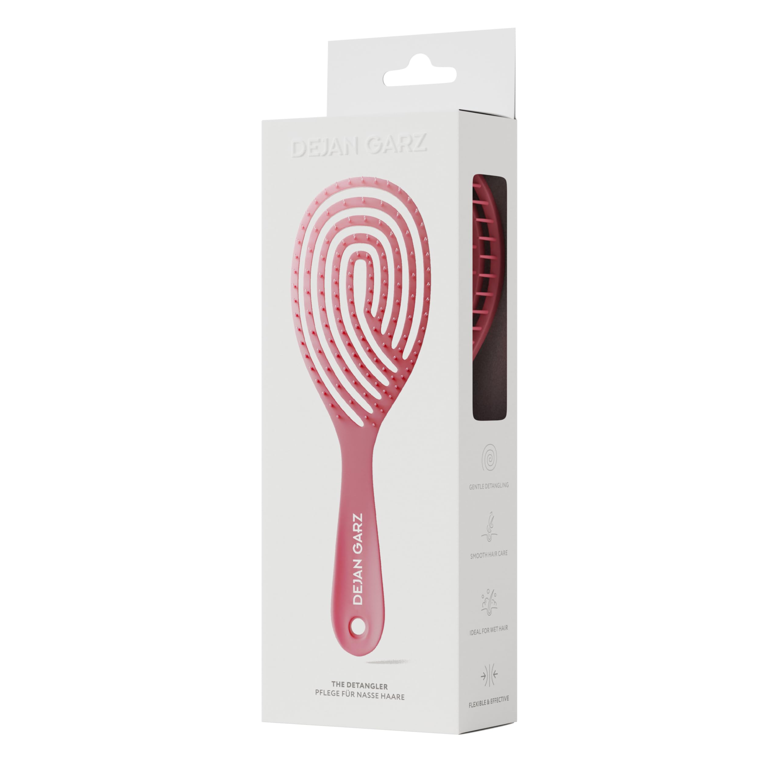 Dejan Garz Detangler Bürste Fuchsia (1 Stk) – Haarbürste ohne Ziepen für alle Haartypen – Auch für Locken & Lange Haare – Entwirrbürste für einfaches Kämmen & Geschmeidigkeit