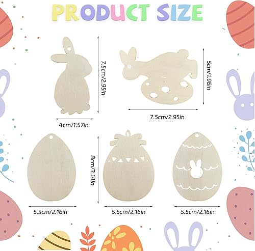 Miniatura 2 de AOCEAN Kit de manualidades de madera de Halloween de 60 piezas, recortes de madera y adornos colgantes con cordel, madera sin terminar para