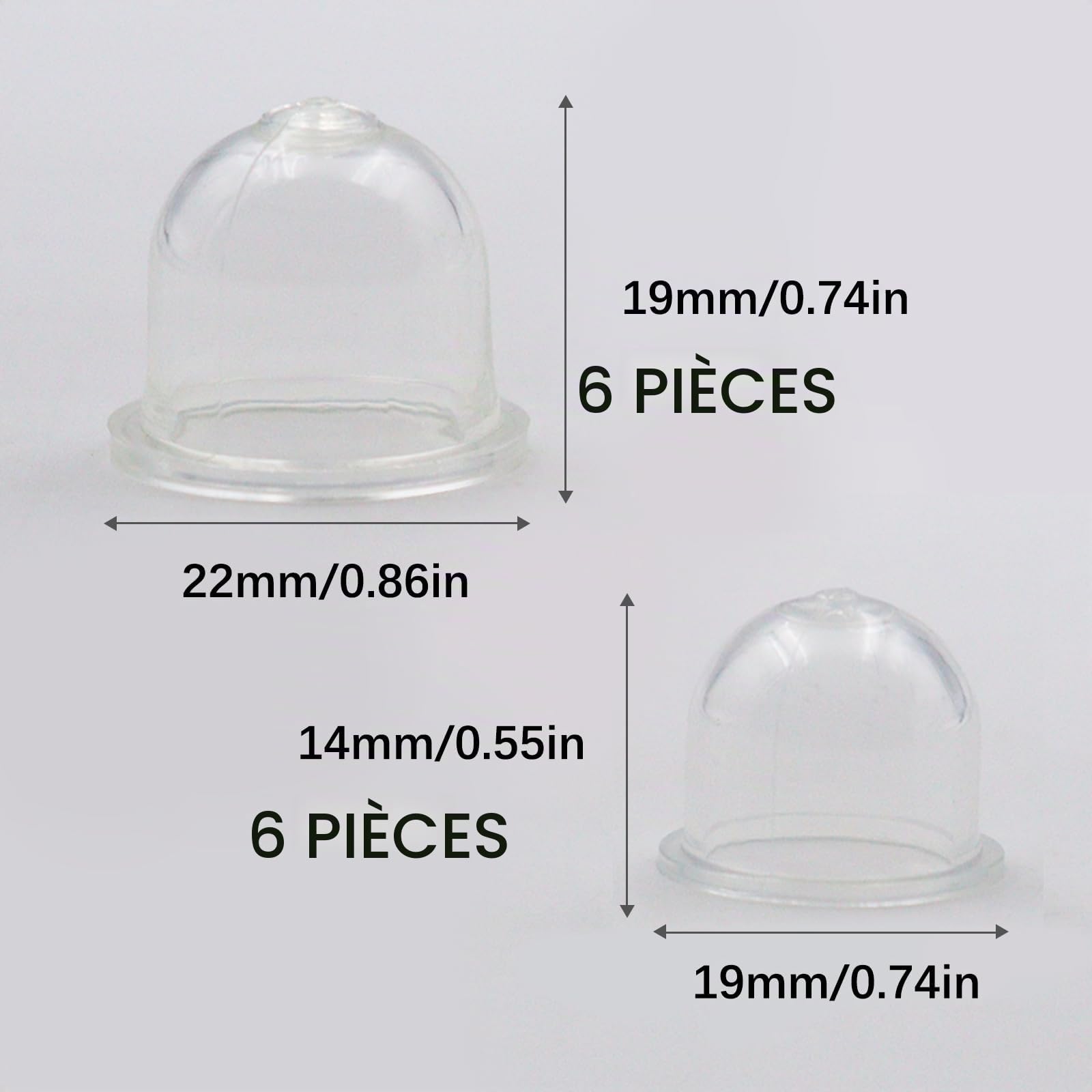 Pompe à essence débroussailleuse 19 mm 22 mm Primer Bulb Pump Blanc Transparent Carburateur Caterll 12 pièces