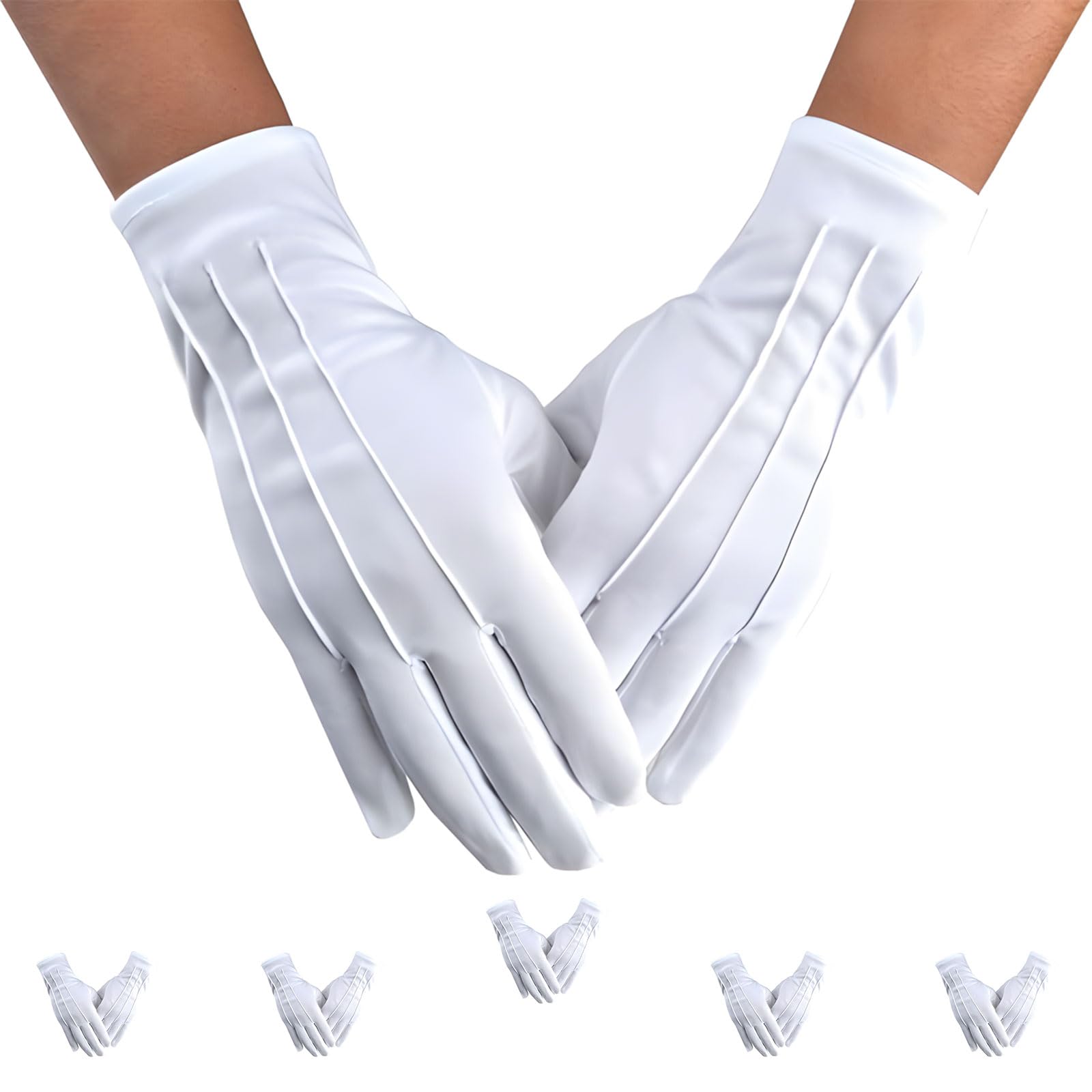 Elnwnnkc Men's 5Pcs (Pack Of 5) Thin Cotton Gauntlets Ventilated Permanent Length Approx 10.2 Inch For Driving Work Inspections Inspection Gauntlets