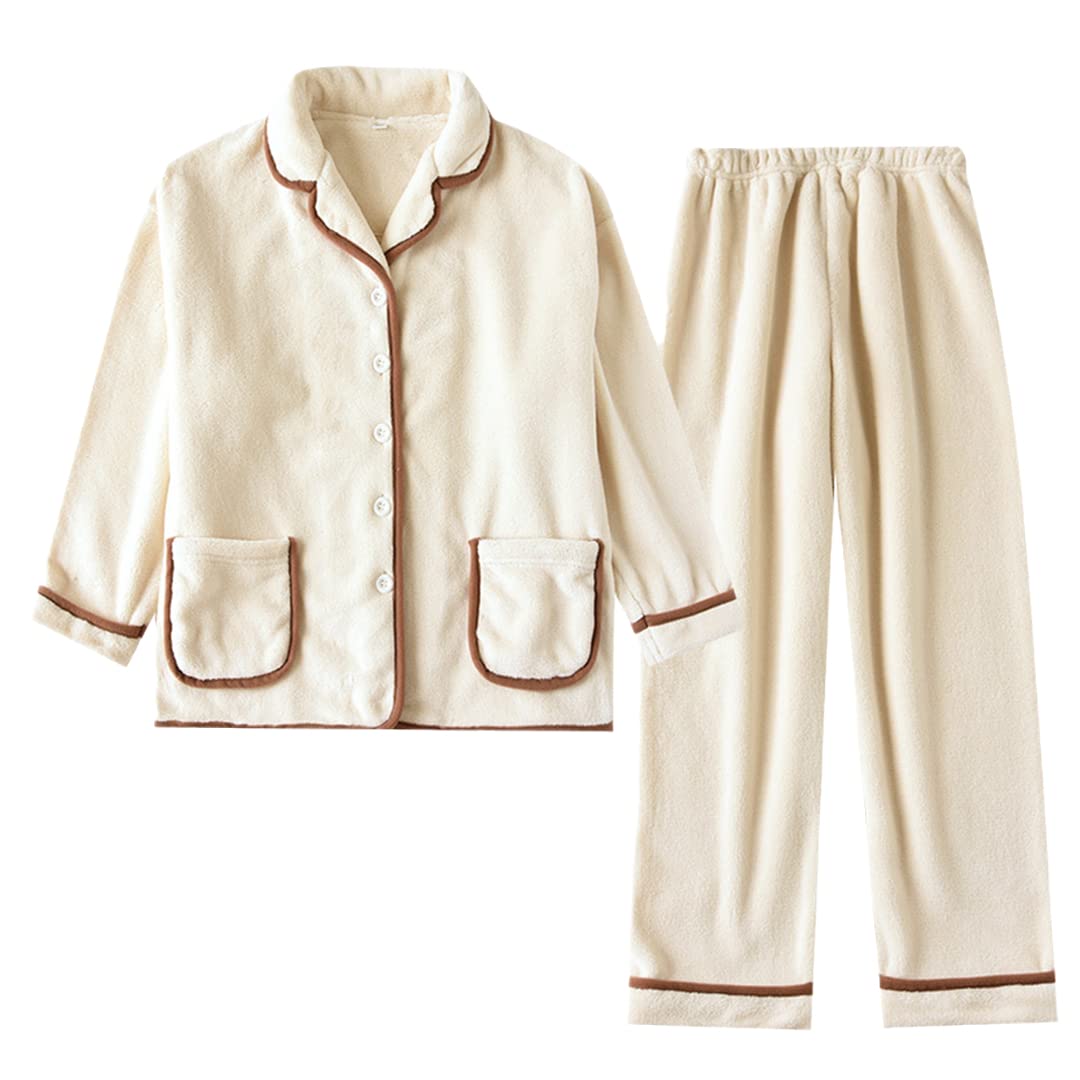 Conjunto de pijama de forro polar coral para parejas, ropa casual para el hogar, juego de 2 piezas