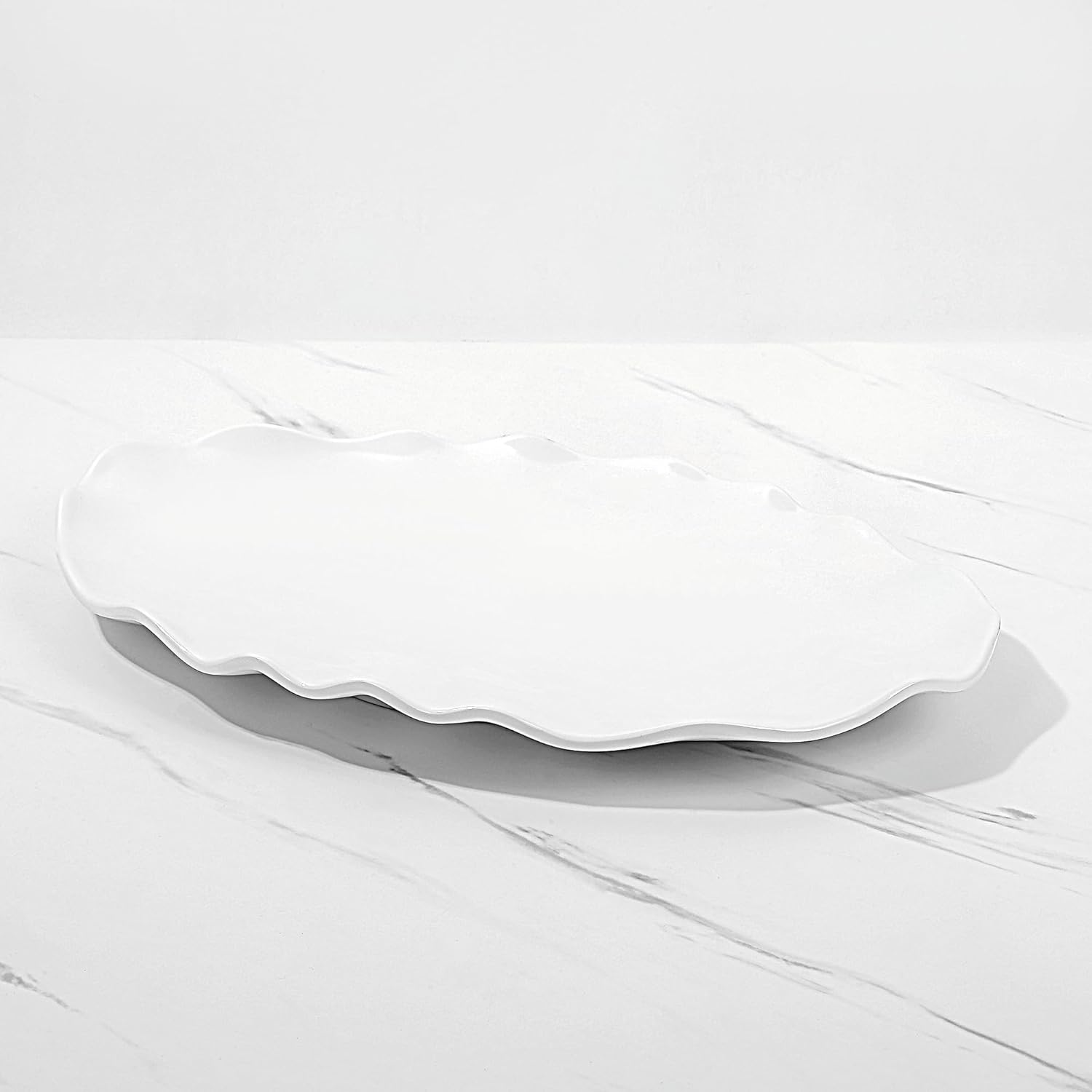 UP 16 Inch Melamine Serving Platter, BPA-Free Oval Large Platter for Charcuterie, Food, Fruit, Snack, and Dessert, White