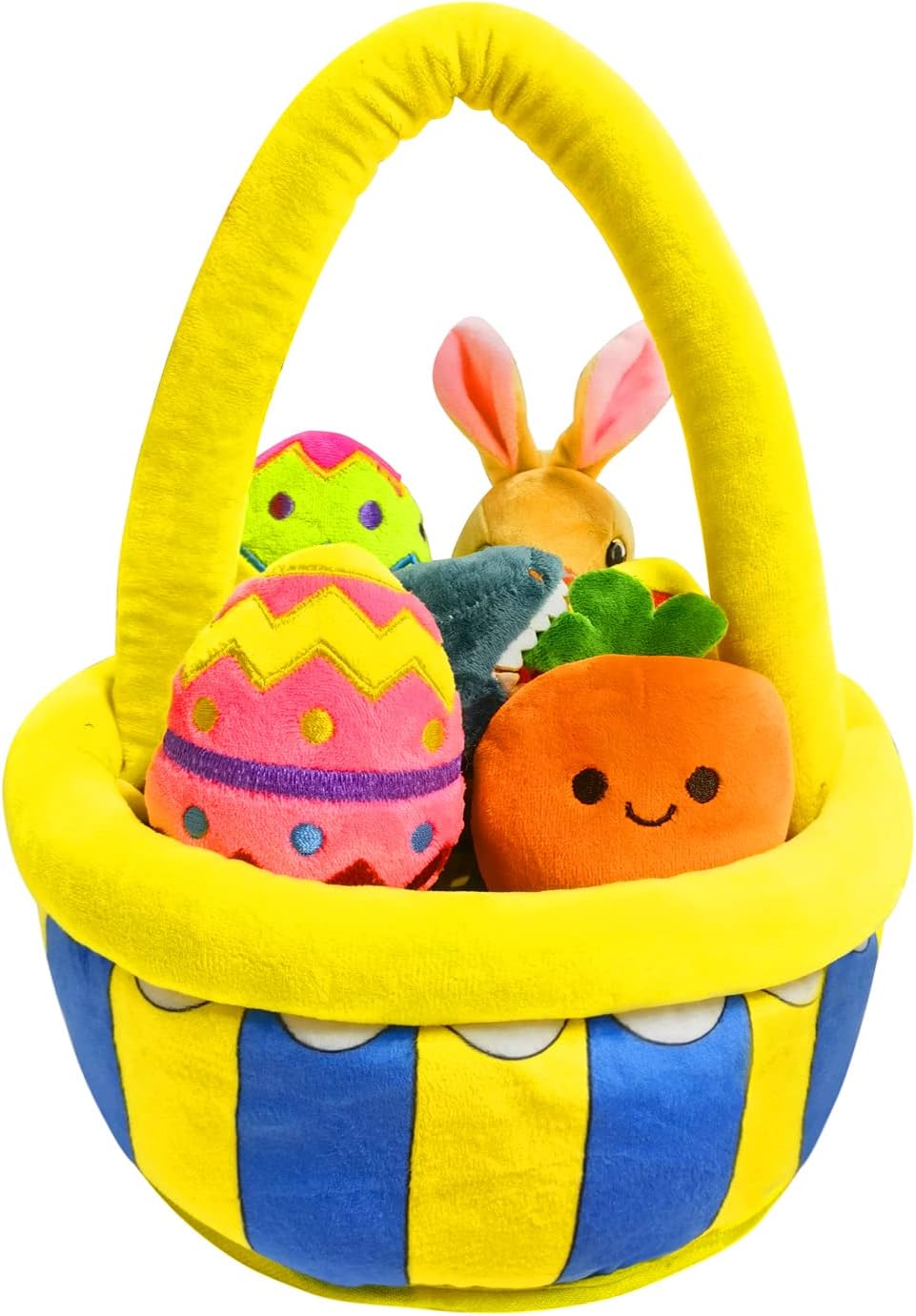 Cherislpy 7 Pcs Easter Plush Basket Goodie Bags Stuffers Plushies Playset Basket Fillers Toys for Party Favor, Plush Easter Bunny Eggs for Kids