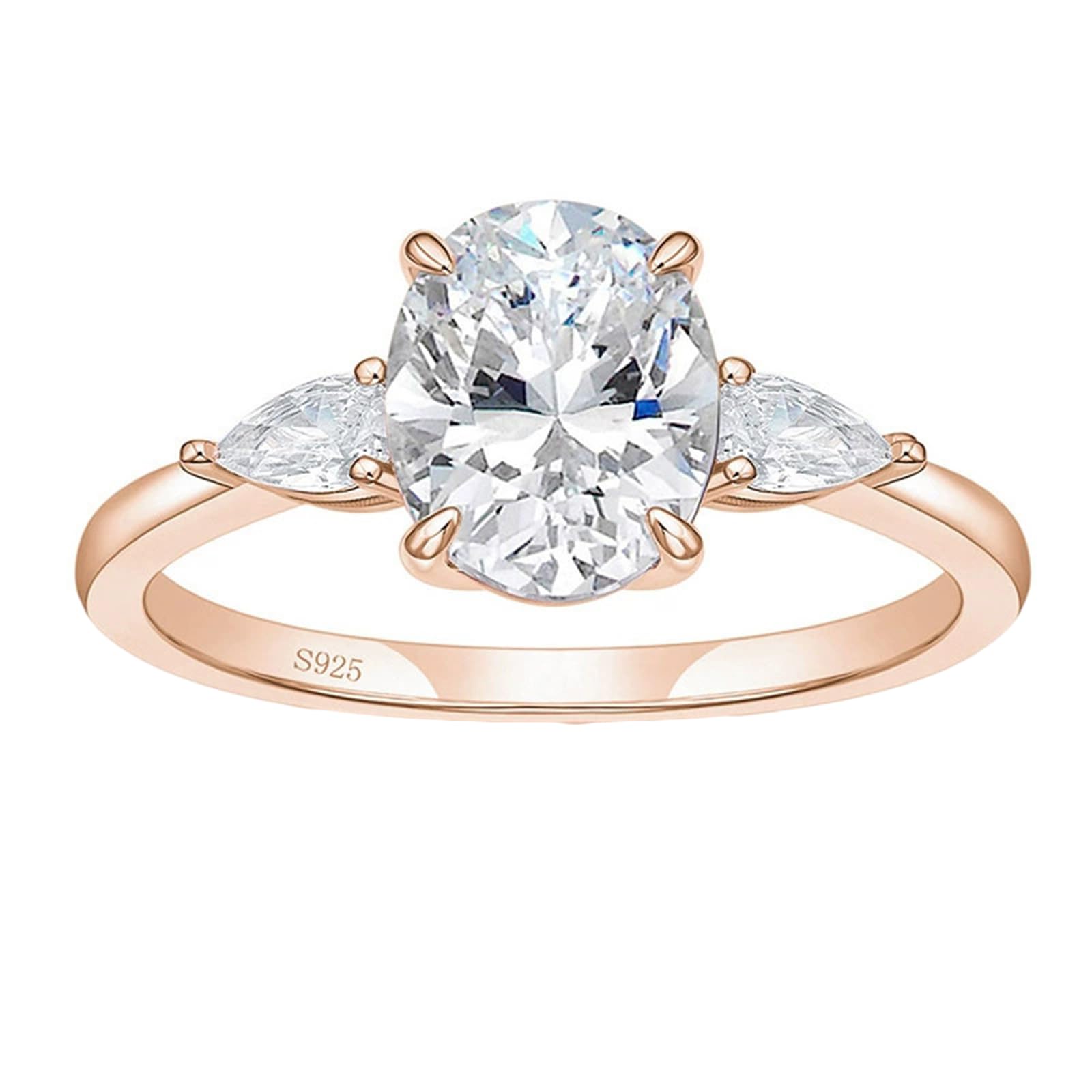 Bague Argent Femme, Zircone Cubique Ovale de Luxe 8X10 Mm 3 Carats Anneau en Wolfram 6 Mm Bague Argent Sterling 925 Zircone Cubique, Taille 47-67