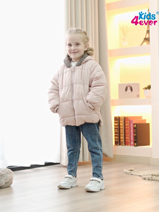 Kids4ever Winterjacke Baby Mädchen - Glänzender Mantel Mit Bärenohren 6 Monate-3 Jahre