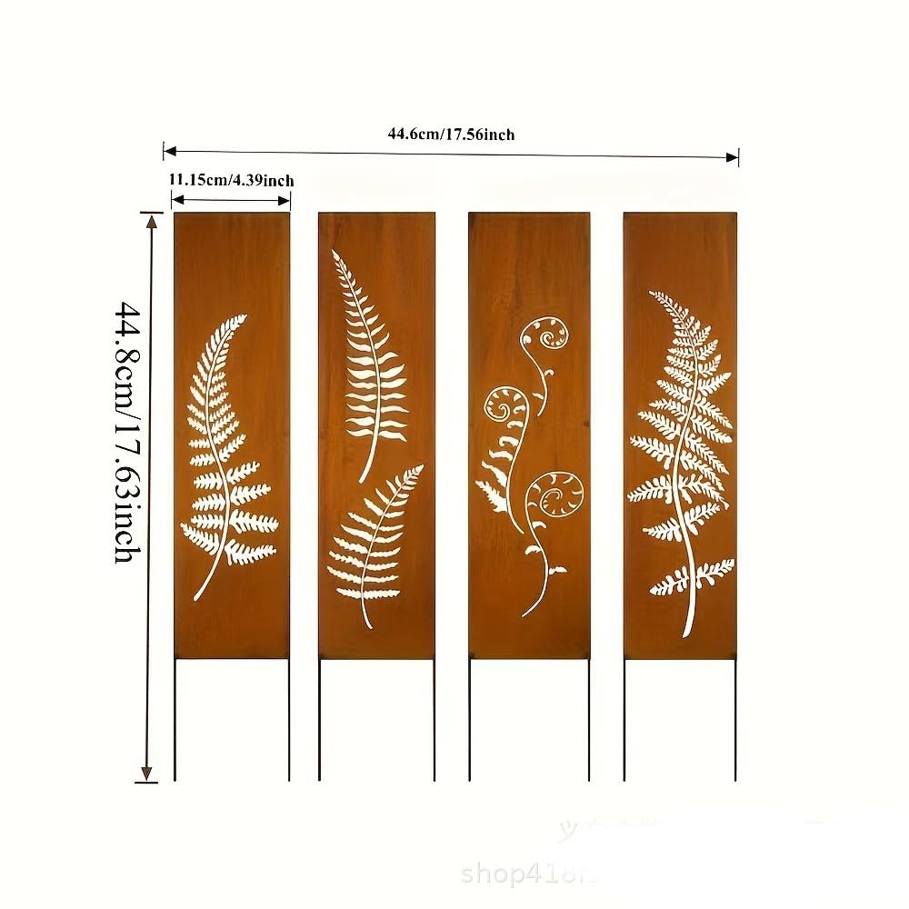 Frangivista in metallo, 4 x 11 cm x 44 cm, effetto ruggine per giardino, protezione da sguardi indiscreti, per giardino, in acciaio corten, protezione da sguardi indiscreti