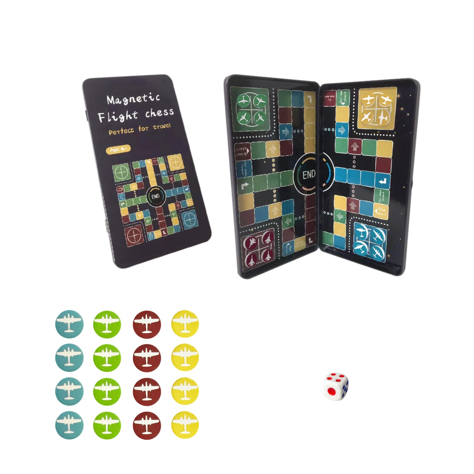 Andux Magnetic Classic Board Games Portable Lightweight Travel Size Chess Games THYX-02 (Flight Chess)