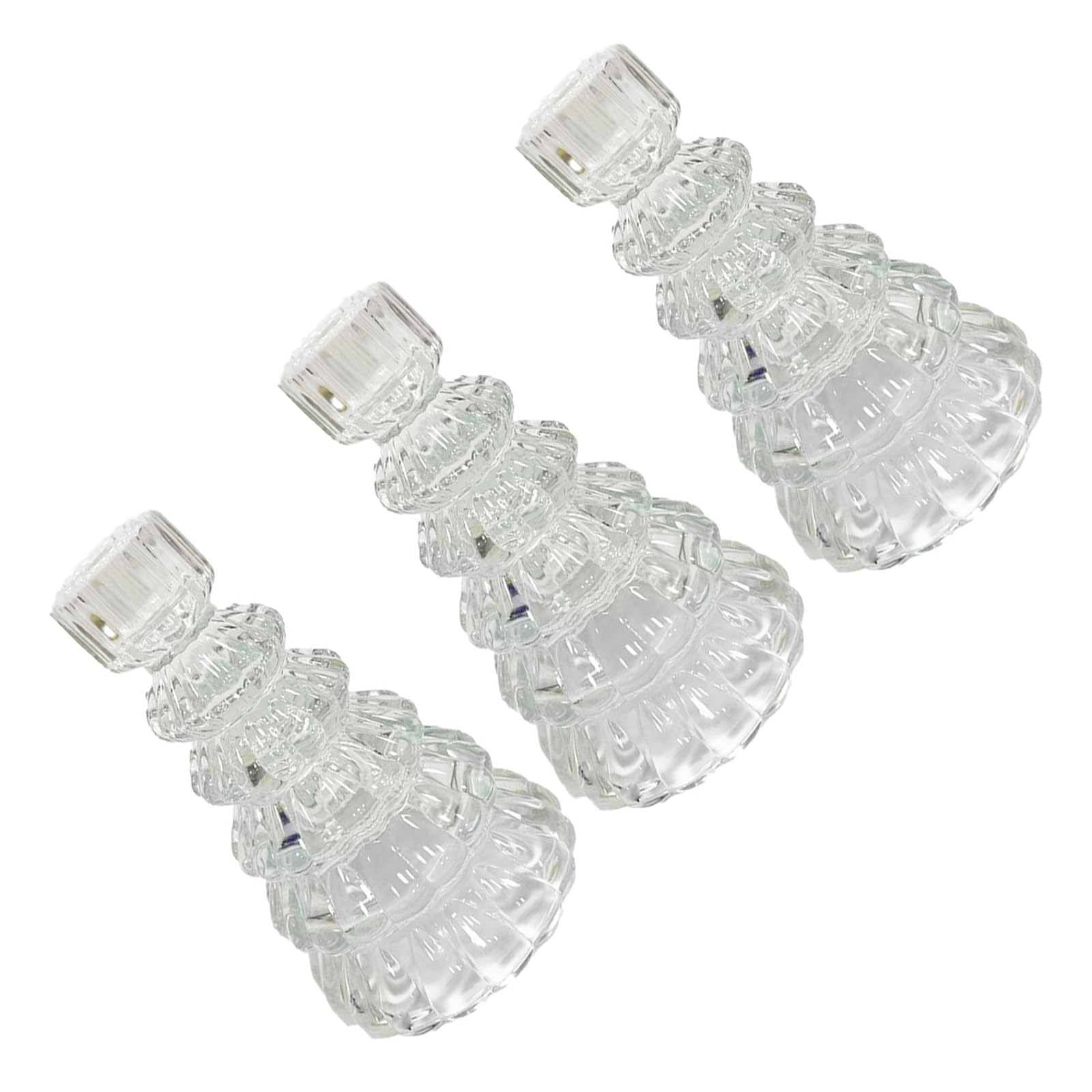 PANGBOER Seasonal Table Decor Holder, Christmas Tree Glass Taper Candlestick Set, 3 Piece Indoor Accent for Console Mantel Entryway Glass Taper Holder Christmas Tree Holiday Table Decor Mantel