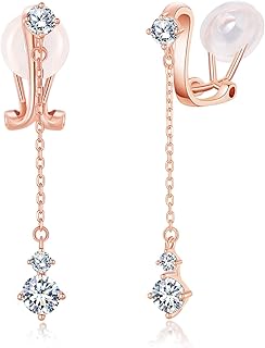 揺れる イヤリング レディース ピンクゴールド 金属アレルギー対応 痛くないイヤリング ロング 5A ジルコニア 誕生日 クリスマスプレゼント 女性 ジュエリー オフィス 普段使い