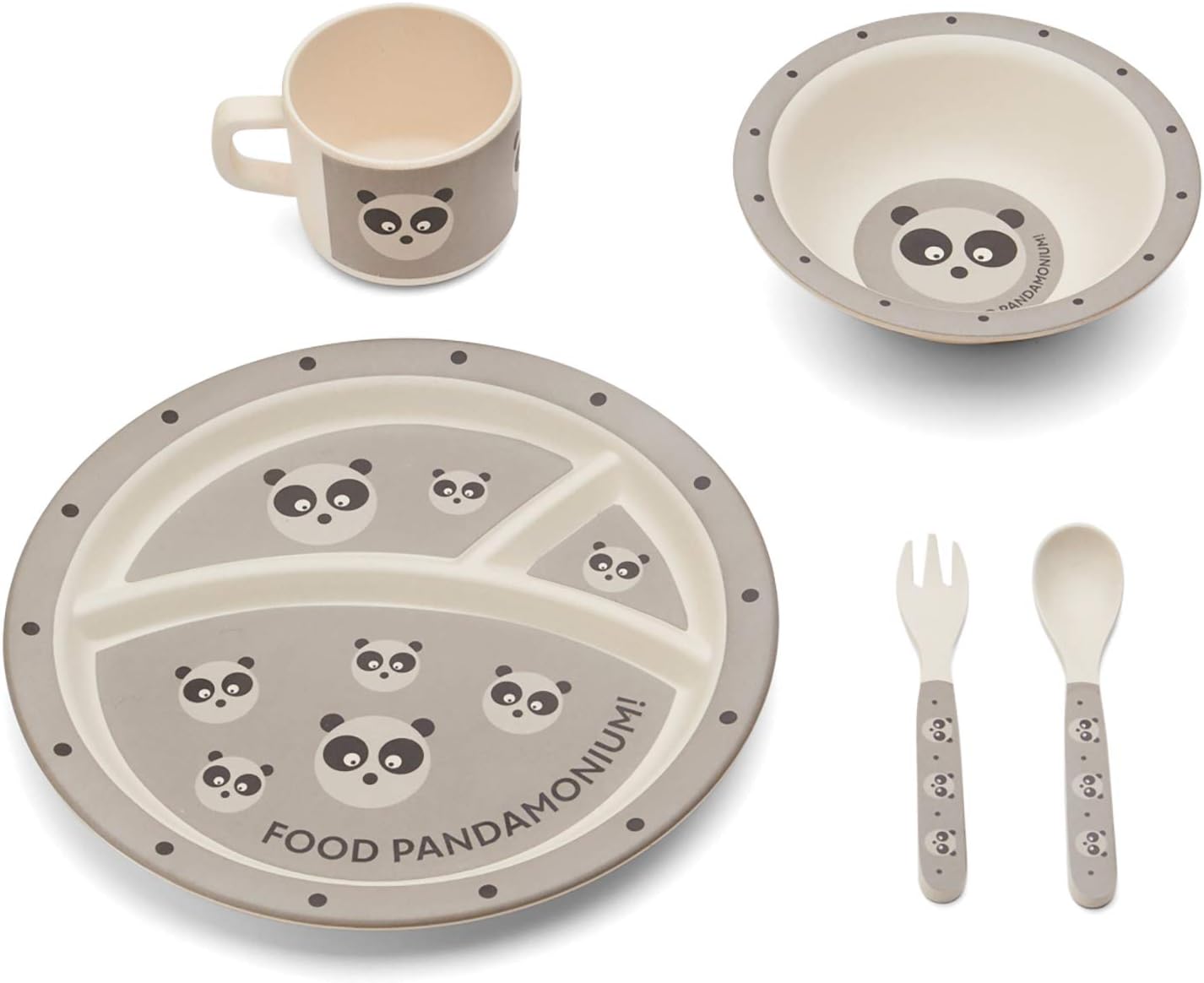 Red Rover Bamboo Kids' Dinner Set, 2.75 x 11 x 10.25 inches, Gray