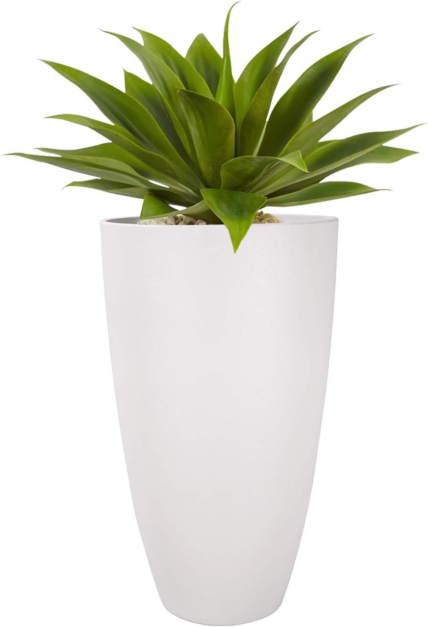 LA JOLIE MUSE Tall Planters Outdoor Indoor - Tree Planter 20 inch Modern White Flower Pots with Drainage Holes for Balcony Garden Patio Deck Pack 2 : Patio, Lawn & Garden