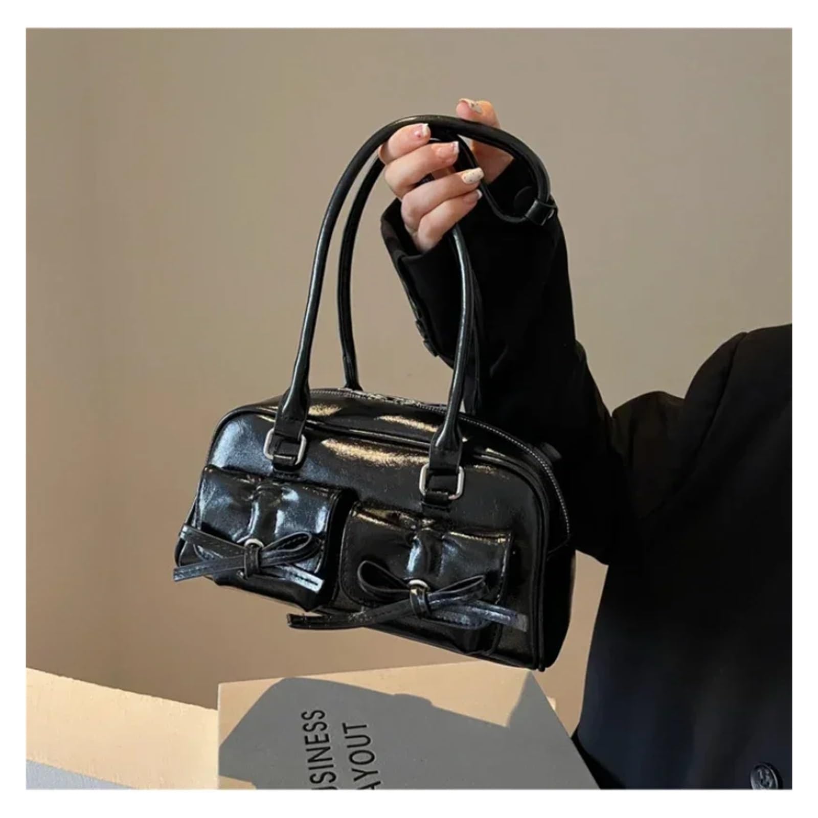 Bolso bandolera Vintage Women Business Shoulder Bags Simple Ladies Commute Tote Bag Pu Leather Female Underarm Burgundy Large Handbags Purse