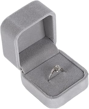 Fadcaer Velvet Ring Boxes for Jewellery Wedding & Engagement Gifts - Earring Gift Box for Proposal & Ceremony - Men & Women pink-grey