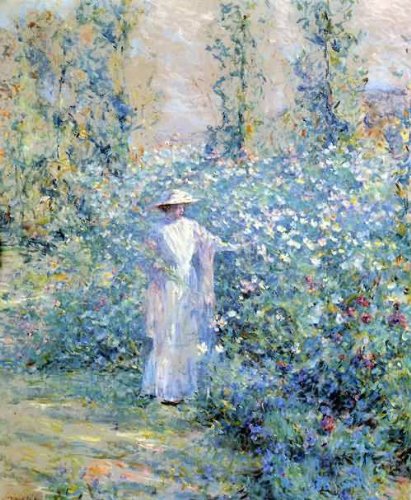 Peinture à l'huile tableau In The Flower Garden 1900 Robert Reid toile de décoration