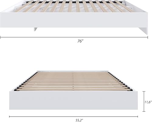 Vista 3 de Nexera Cama de plataforma de tamaño matrimonial, color blanco
