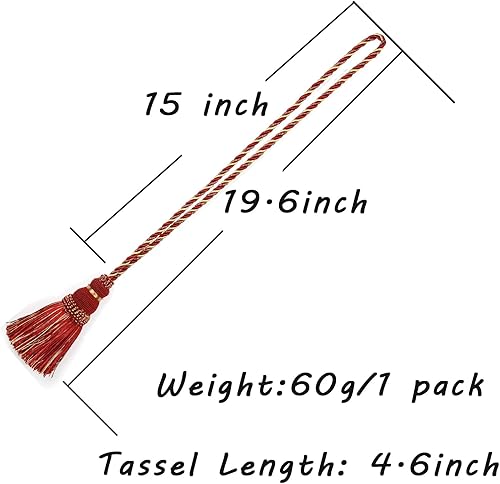 Miniatura 2 de Fenghuangwu Paquete de 4 alzapaños de cortina con borlas para cortinas hechas a mano para exteriores, hogar y exteriores decorativos (mezcla de