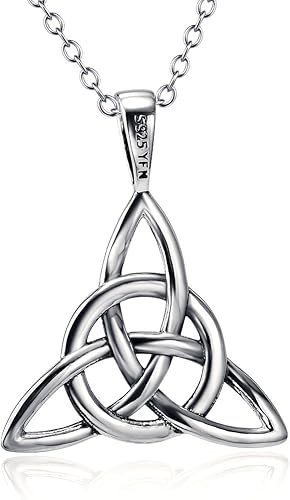 Miniatura 3 de Collar con colgante de plata de ley 925 con nudo celta irlandés y triángulo cadena de 180in