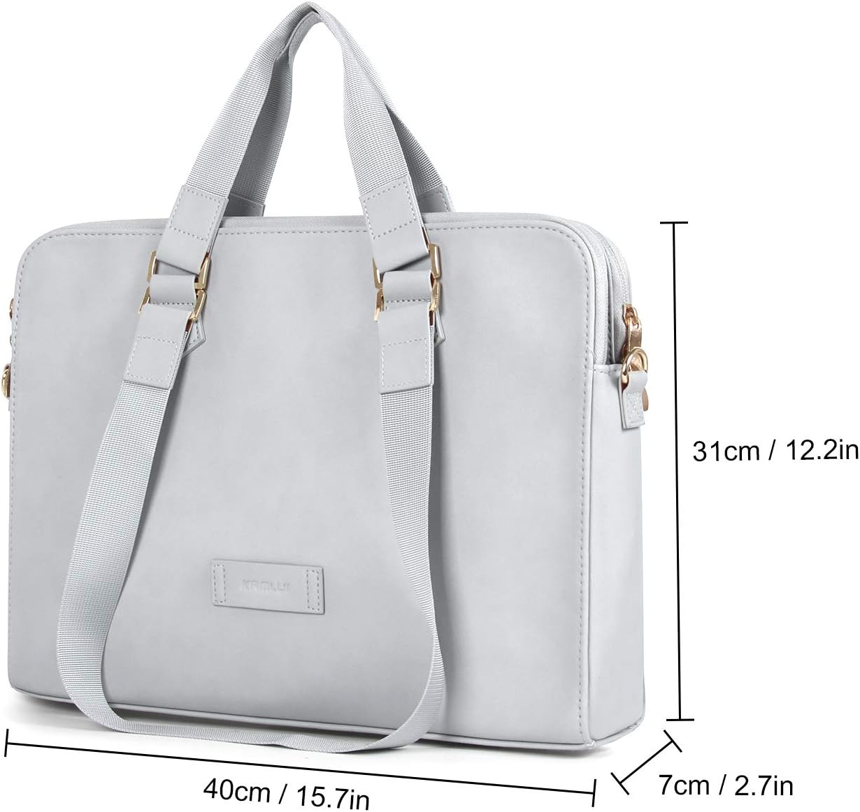 Kamlui Laptop Bag 15.6 Inch - for Women PU Waterproof Fashion Shoulder Messenger（Black） (15.6 ihch, Gray)