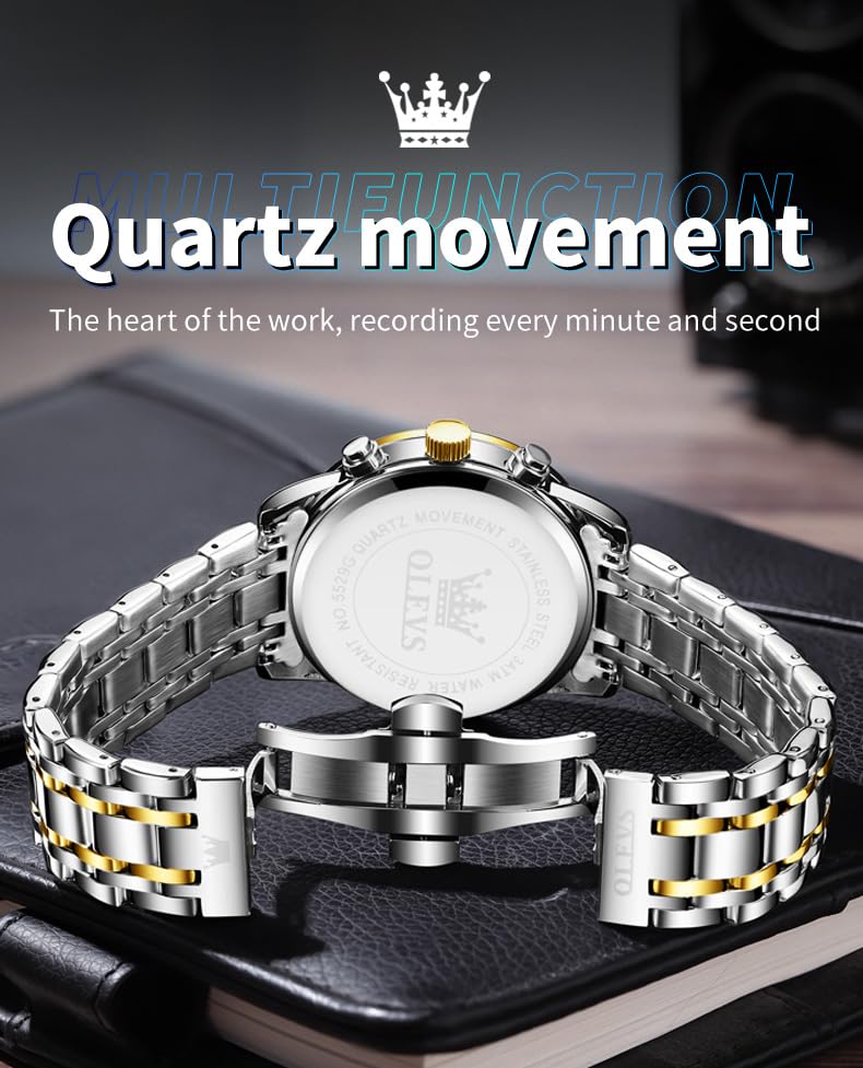 OLEVS Men's Stainless Steel Analog Quartz Watch - image 8