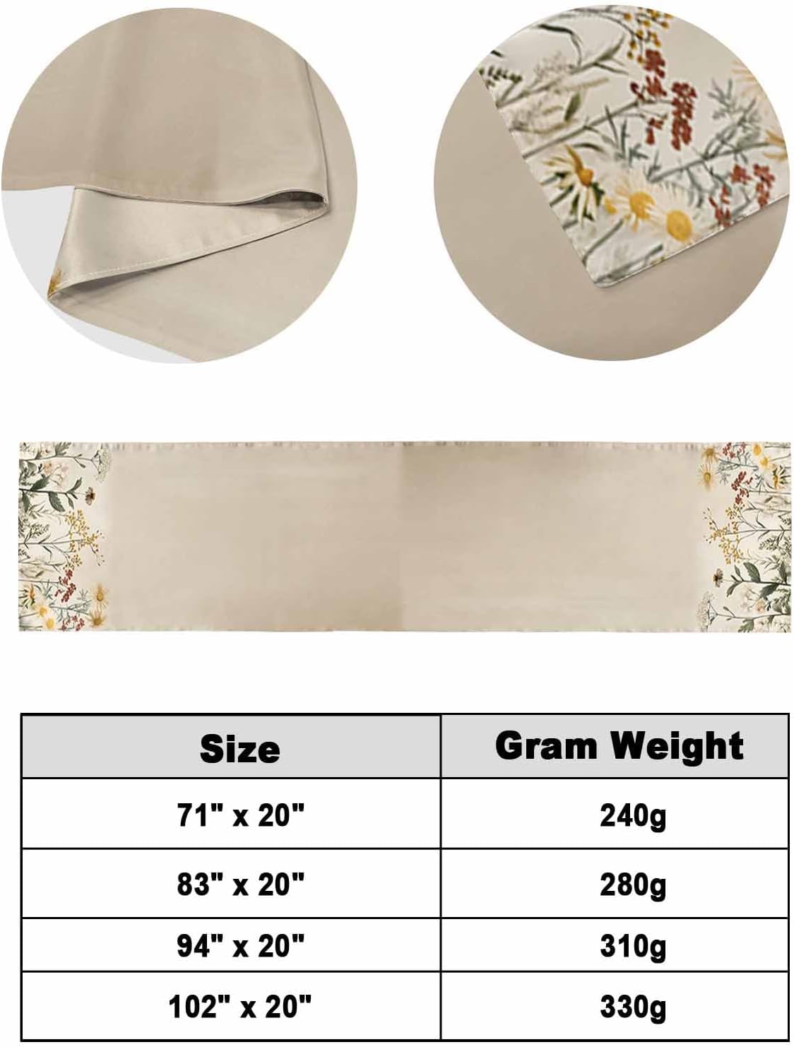 Vintage Rustic Flower Plant Bed Runners for Bedroom Hotel,Decorative Bedding Scarf Watercolor Floral Botanical Bed End Blanket Bedding Runner Scarves for King Size Bed,102x20in