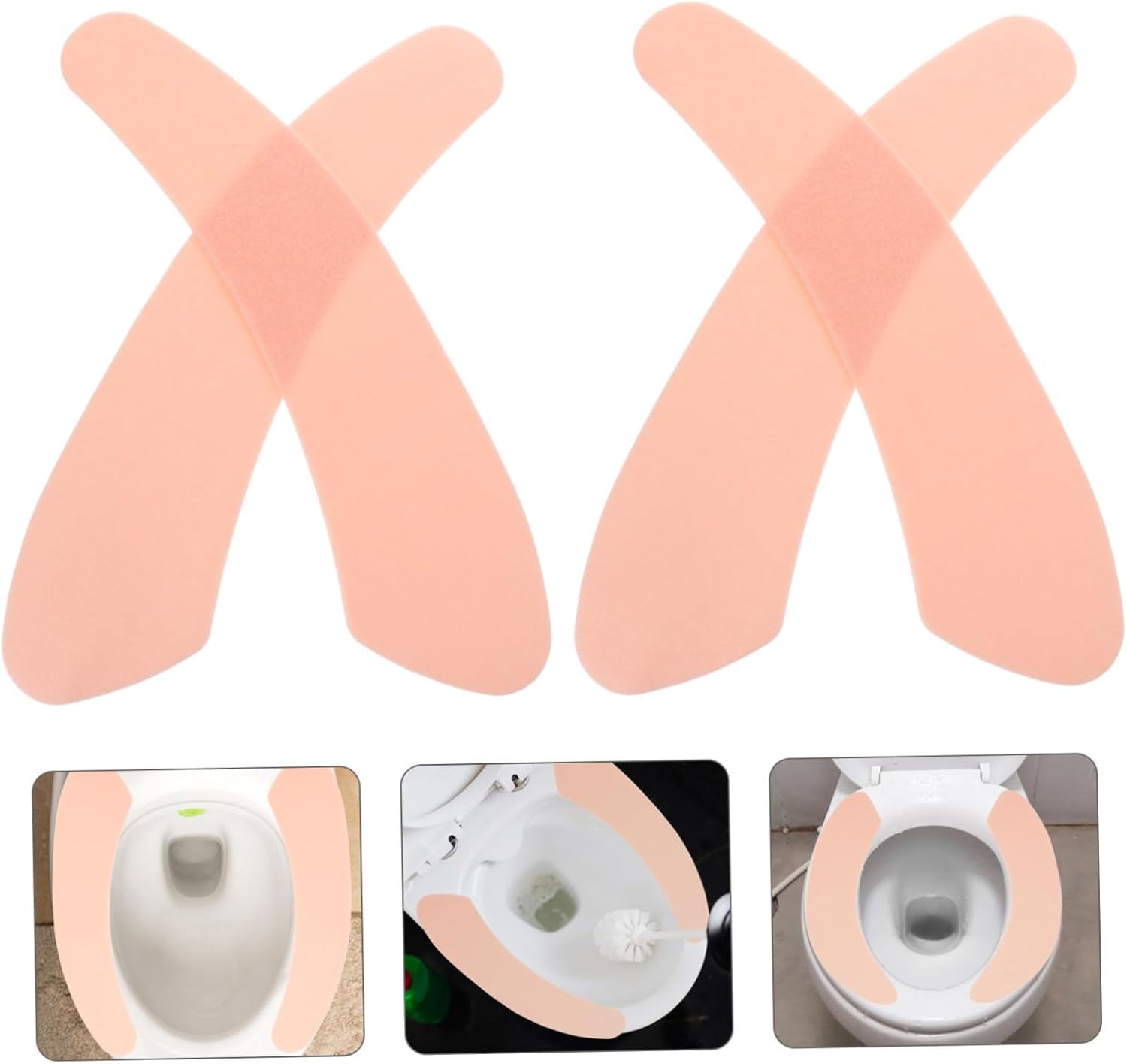 CALLARON 4sets Comfortable Toilet Seats Covers Large Fleece Pads Warmer Static Absorption Easy Bathroom 10pairs*4
