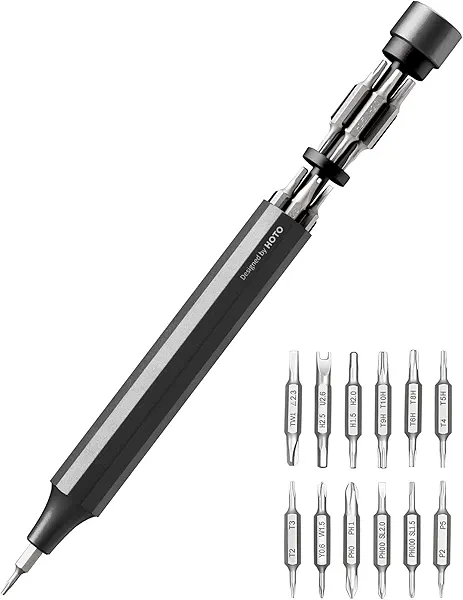 HOTO 24 in 1 Multi Bit Mini Screwdriver Set Magnetic, Manual Precision Screwdriver Set, EDC Pen Screwdriver for Eyeglasses, Electronics, Watches, Phones, Laptops, Cameras, Slate Grey