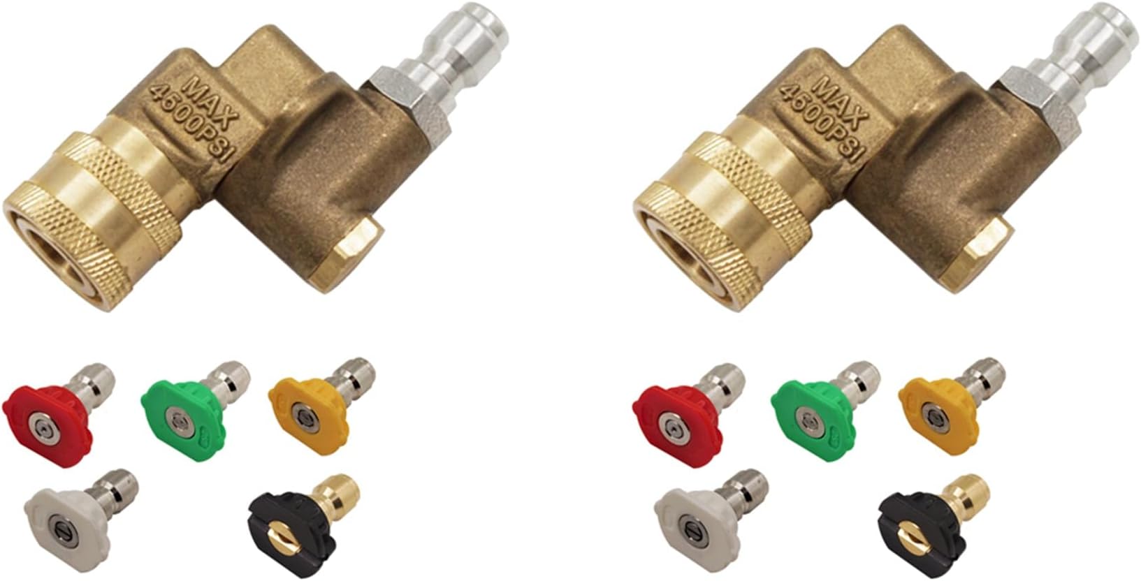 ISTOVO 2 Set 1/4In Quick Connect Pivoting Coupler Adjustable Adapter W/5 Nozzles Copper Connection
