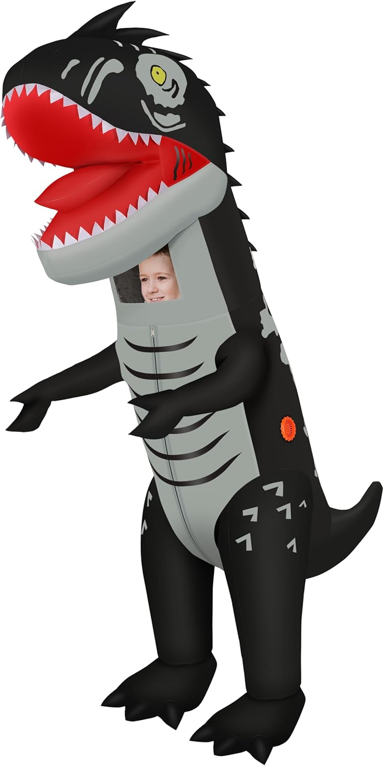 KMiKE Inflatable Dinosaur Costume for Kids Funny Halloween Costumes Fantasy Cosplay Blow up for Boys Girls Teens