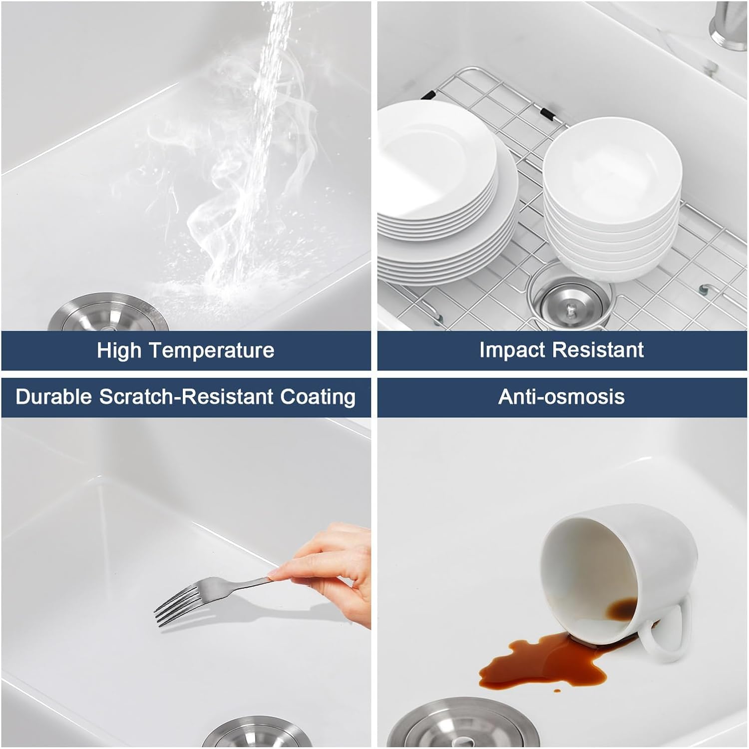 Lordear Undermount Kitchen Sink 32 Inch White Fireclay Porcelain Ceramic Sink Single Bowl Deep 32x19x10 Inch