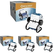 Rolodex Rotary Business Card File 400-Card Capacity Black Pack of 4