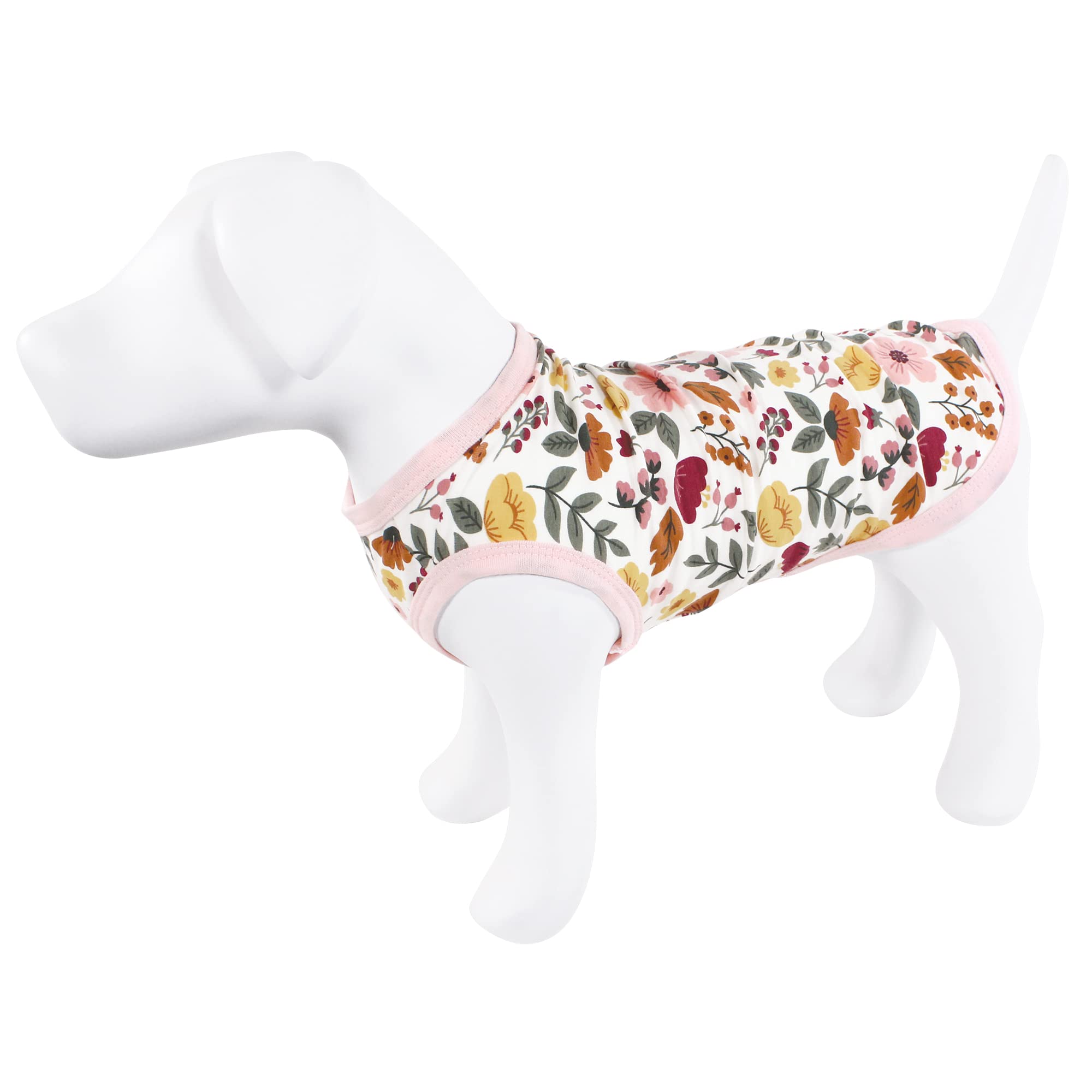 Luvable Friends Camisetas de algodón para Perros y Gatos, 2 Unidades, diseño Floral botánico borgoña, Talla M