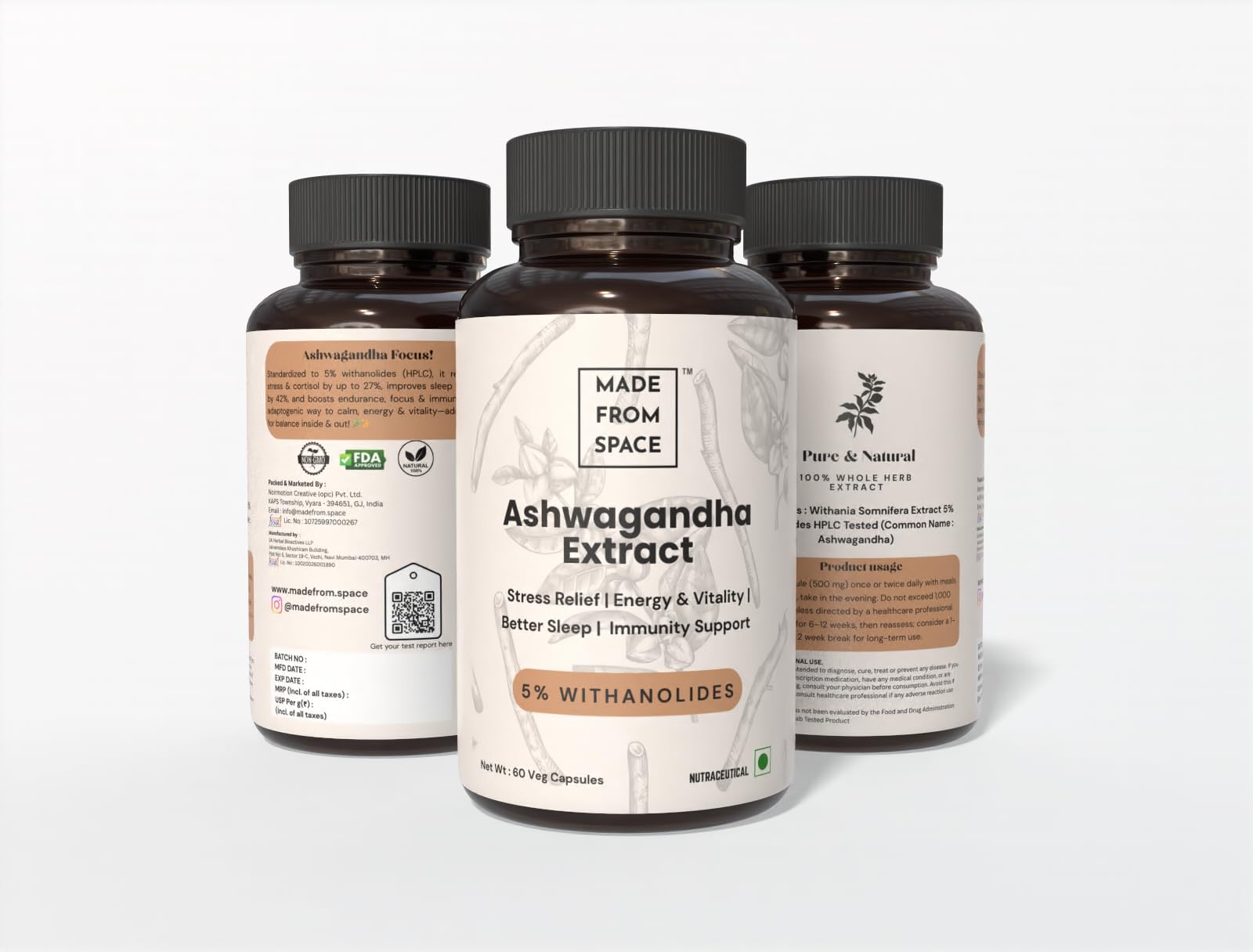 Ashwagandha Capsules 500mg | Stress Relief & Anxiety Support | 5% Withanolide Extract | 60 Vegan Capsules | MADE FROM SPACE — Amazon image 7