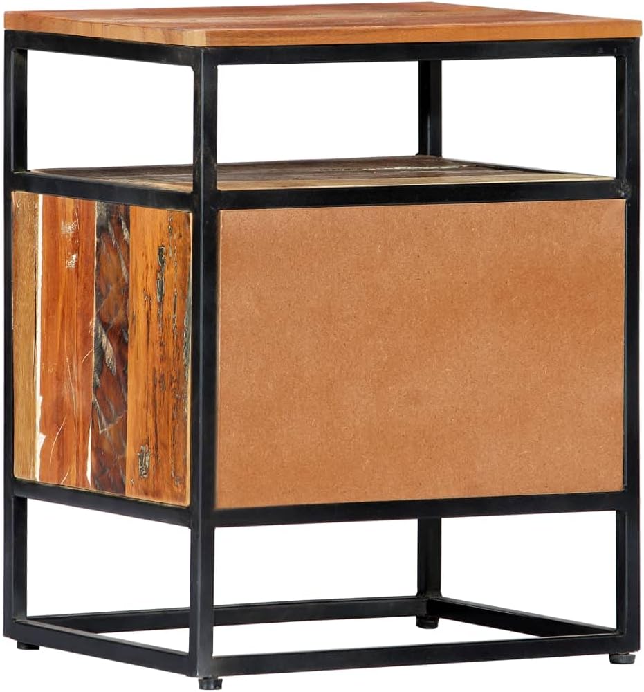 Side tables for living room Unique side tables Bedroom storage Sofa side tables Farmhouse small tables Side tables with storage Bedside Cabinet 15.7"x11.8"x19.7" Solid Reclaimed Wood and Steel