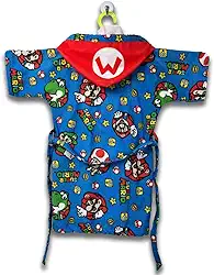 Roupão Aveludado Infantil Quimono Estampado com Capuz Super Mario G Com 1 peça