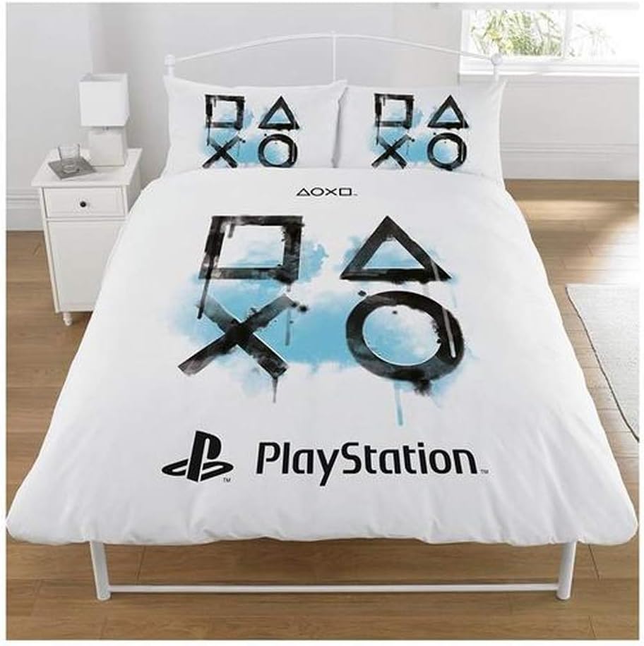 Sony Playstation Duvet Set, POLYCOTTON, White, King Size