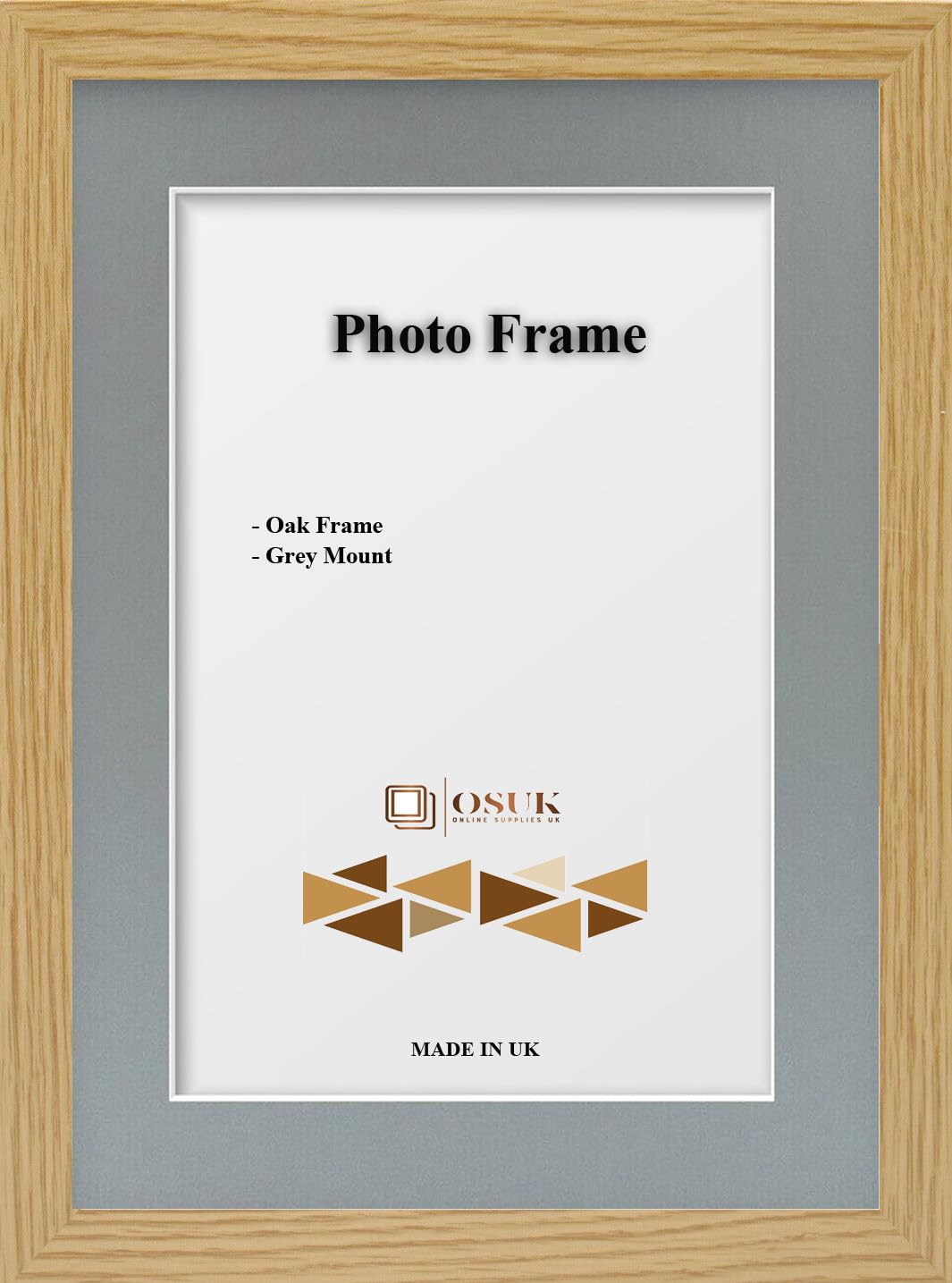 OSUK A5 For A6 Picture - Clear Perspex Window With MDF Backing - Modren Oak Premium Photo Frame With Grey Mount Wall Mount Portrait & Landscape โ image 1