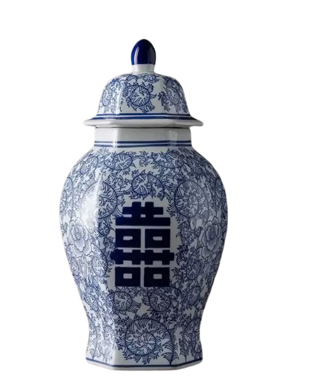 Keramikvasen, Ingwerglas mit Deckel für Heimdekoration, antike Tempelglas-Vase, traditionelle chinesische Porzellan-getrocknete Blumenvasen, Dekoration für Wohnzimmertisch, B: Höhe 35 cm