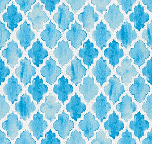 Image of DWELLSINDIA Light Blue Moroccan Geometric Wallpaper for Wall Decoration | Self Adhesive Peel & Stick, Thick Textured Premium Paper | Waterproof, Scratch Resistant | Kitchen & Bedroom | 41 x 244 cm