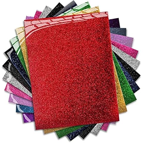 MiPremium PU Heat Transfer Vinyl - Iron On Vinyl Starter Pack, Assorted HTV Glitter Bundle Kit of Heat Press Vinyl in 10 Most Popular Colors, Easy Weed, Cut & Press Glitter HTV Vinyl (Glitter X 10) Cover