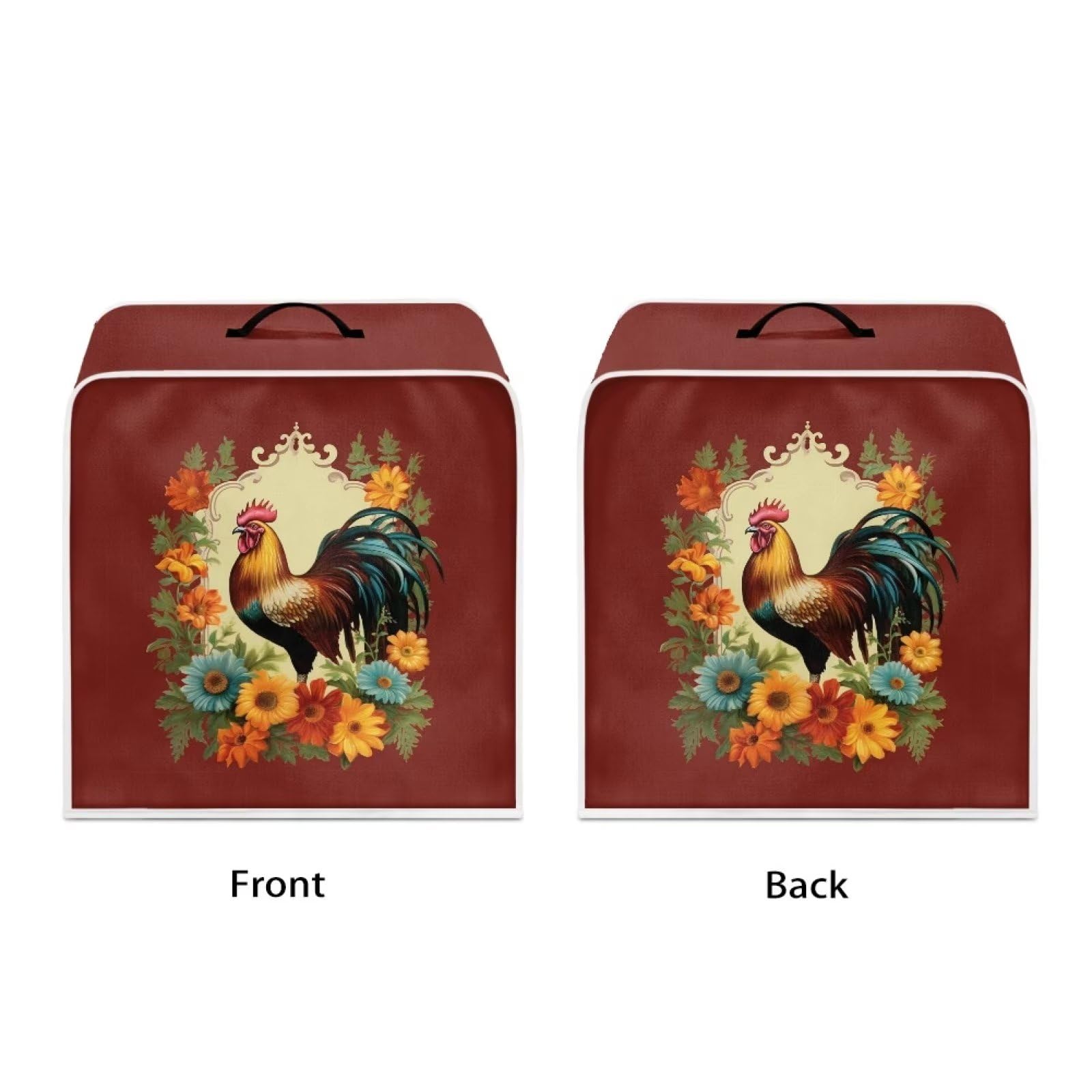DISNIMO Sunflower Rooster Coffee Maker Dust Cover, Stand Mixer or Blender Appliance Cover, Anti Fingerprint Polyester Dust Proof Stain Resistant Blender Cover for Home Kitchen,Red