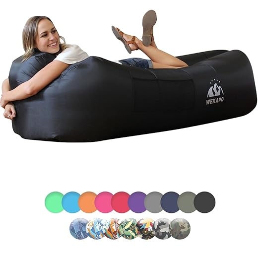WEKAPO Inflatable Sun Lounger, Air Sofa, Hammock, Portable, Waterproof and Leak-Proof, Ideal for Backyard, Beach, Travel, Camping, Picnics and Music Festivals