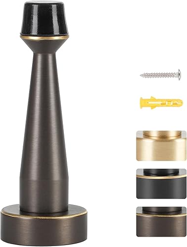 Miniatura 1 de Eumtenr Tope de puerta de latón macizo resistente, protector de pared decorativo con punta de parachoques de goma para protección de puerta,