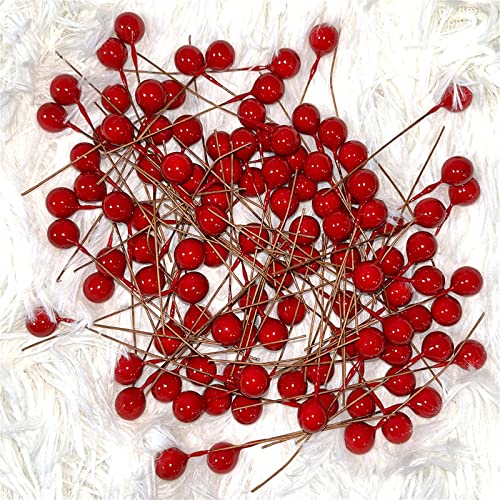 Stones And Crystals For Jewelry Making 100Pcs Mini 1" Artificial Christmas Red Berries With Branch Bubble Simulation Fruit For Floral Arrangements Fruit Decorations Stones For Jewelry (Red, One Size) #TOP6