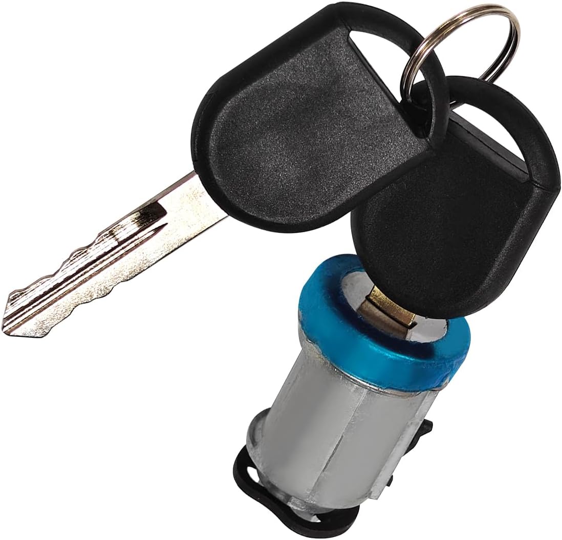 Ignition Lock Cylinder & Key Set with Chip Fits for Ford Edge Explorer Flex Focus Fusion F-Series Lincoln Aviator Navigator MKZ MKX, Replace 707592C 5S4Z11582BB