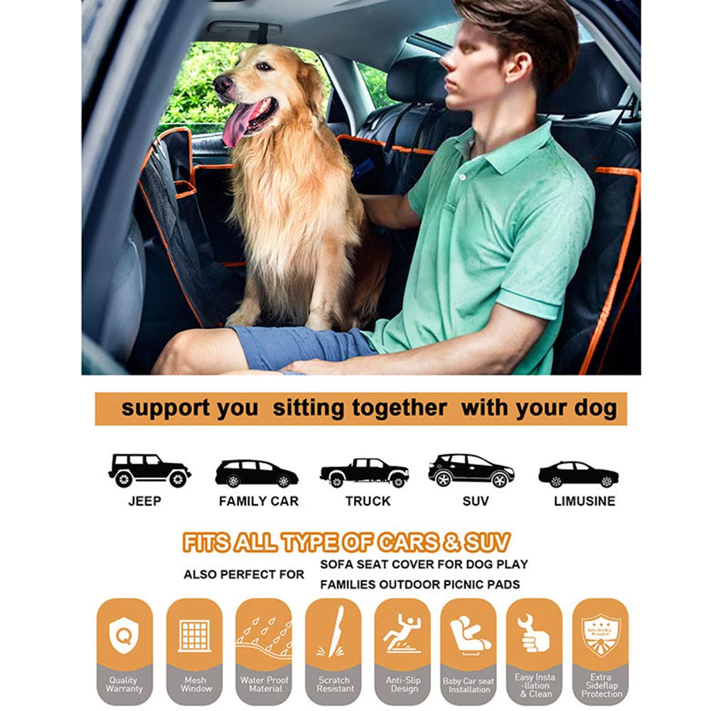 Housse de siège de Voiture pour Chien, hamac Convertible résistant aux Rayures,Housse de siège antidérapante pour Chiens, Voitures, camions, SUV (Noir)