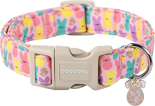 Miniatura 43 de DOGWONG Collar de algodón y cáñamo para perros, collar rosado resistente ajustable de tela natural suave para mascotas, lindo collar de boda