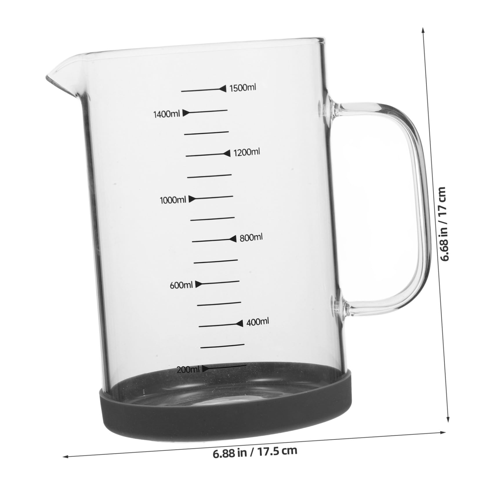 SHINEOFI Jarra Medidora De Vidrio Borosilicato 1500 Ml Con Escala, Taza Medidora Resistente Al Calor, Asa Ergonómica, Para Cocinar y Preparar Café En Hogar y Oficina