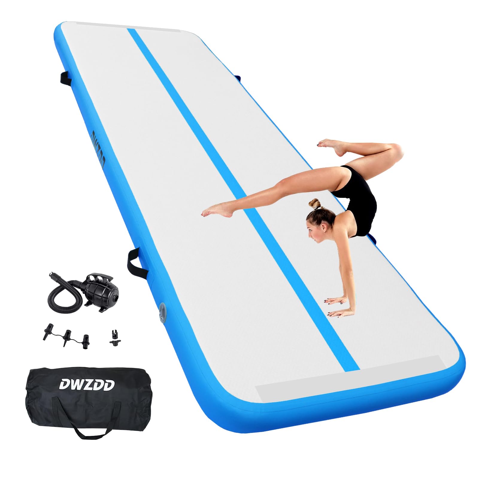 Dwzdd Gymnastics Air Mat 10ft/13ft/16ft/20ft Tumbling Mat Inflatable Gymnastics Tumble Track for Home/Gym/Training/Cheerleading/Water with Electric